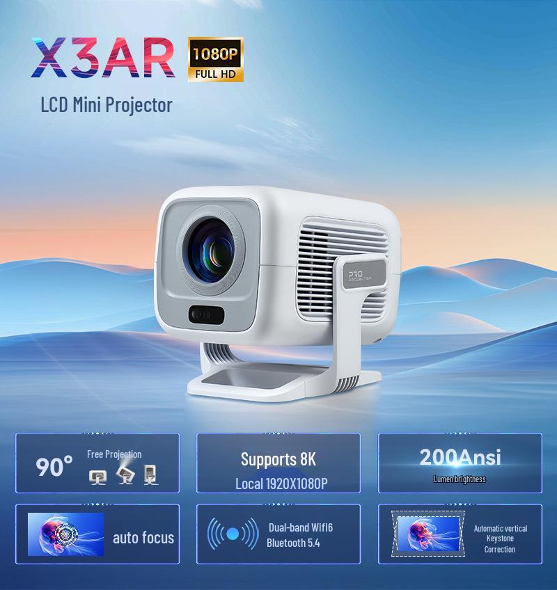 4K HD Portable Smart Projector X3 with Screen Mirroring and Android