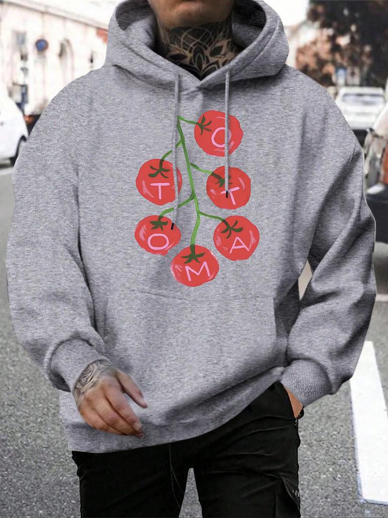 Frisches Tomatenfrucht-Design Hoodies Herren Tasche Herbst Kapuzenpullover Lässig Fleece Streetwear Warm Unisex All-Match Hip Hop Kleidung