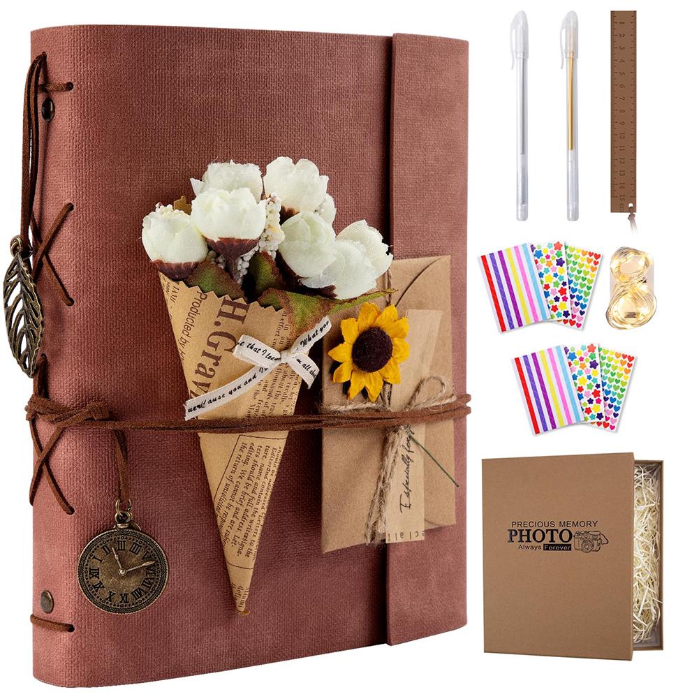 

Альбом на 40 страниц, крафт-бумага, книга памяти, обложка из полиуретана, фотоальбом, альбом для путешествий, подарок для друзей розовый