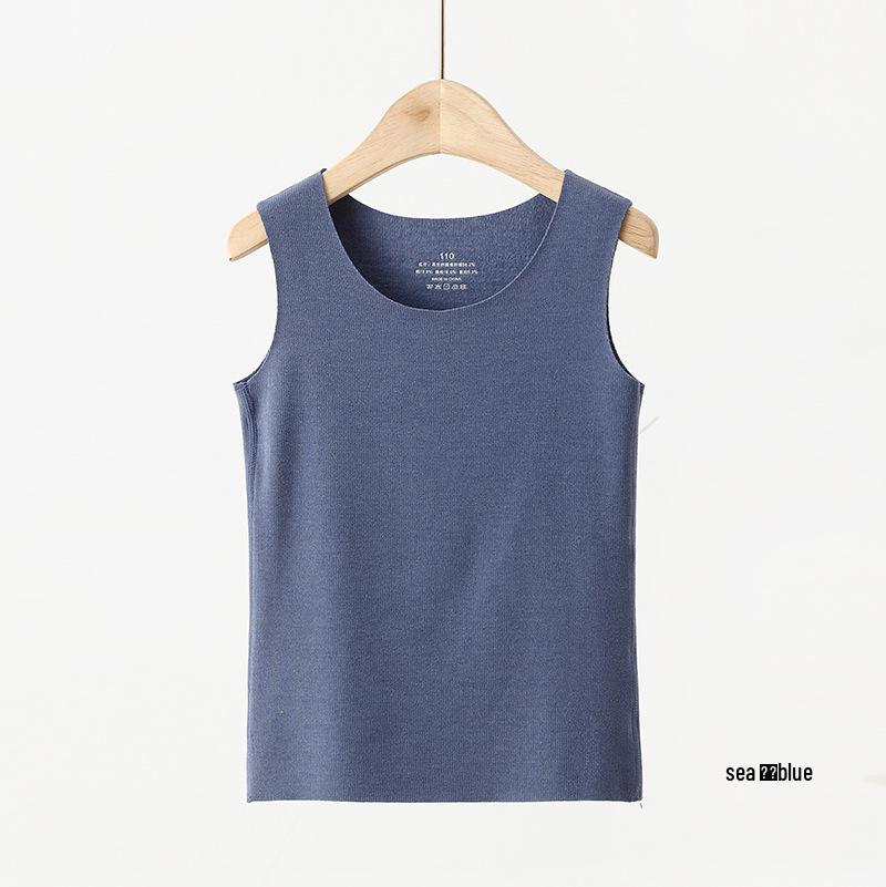 New Children's Fleece-Lined Vest: A-Class Warmth, Round Neck, Brushed Inner Layer for Autumn/Winter.