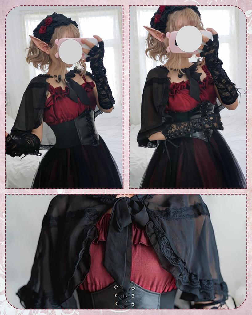 JIURUN Lolita Gothic Lolita Jumper Plus Mori Sweet Sash Gothic Lady Red One-Piece Costume, Skirt, Cosplay, Anime, Size, Girl, Lolita, Outerwear,