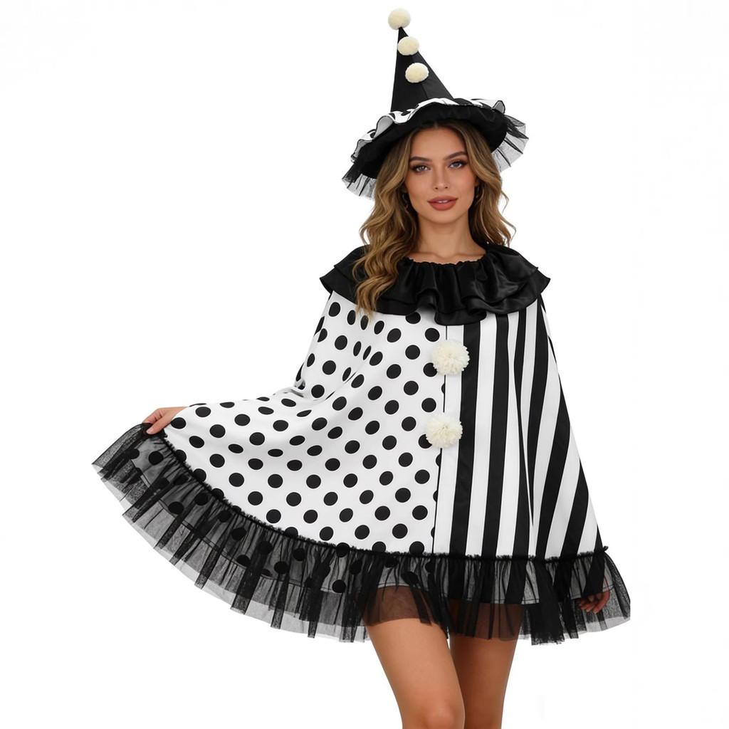 Fantasy Witch Clown Cosplay Cape With Polyester Material For Stage Performances And Parties