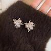 Fashion personality Super flash diamond-set pearl fireworks stud earrings Women's versatile high-end exquisite earrings Trend earrings