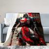 Templar Knight Flannel Blanket - Red Cross Armor Print, All-Season Cozy Throw, Perfect Gift for History Buffs & Collectors