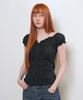 GENERALIDEA Cap Sleeve Shirred Puff Blouse [Dark Navy] / Gf2Lbl516