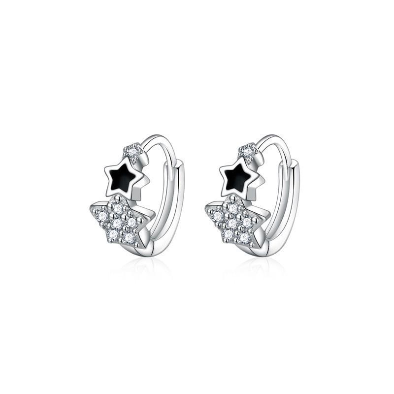 S925 Silver Star Zirconia Women s Luxury Ear Cuff Earrings