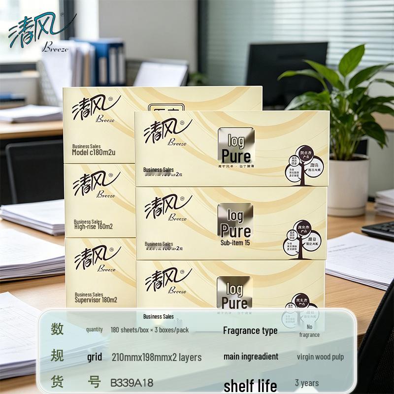 Fresh Breeze Soft Cotton Facial Tissues - Large Size, Hard Box for Home & Office Standard