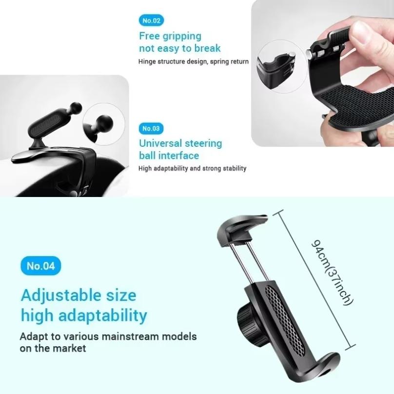 ABS Mobile Phone Sun Visor Holder Dashboard Car 360 Degree Rotation Phone Holder Auto Rear View Mirror Phone Support Accessories