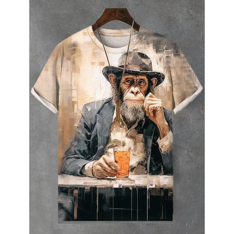 

T-shirt for Men s Funny Animal Printed T Shirt Short Sleeved Tees Tops Summer Casual Men s Clothing Oversized Outdoor Pullover 6XL