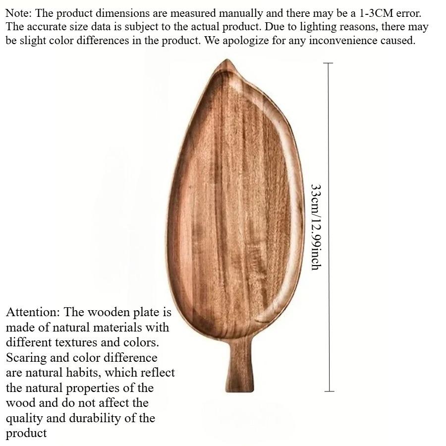 Waterproof Solid Wood Tray Leaf Shaped for Steak Sushi Grilled Meat Pizza Afternoon Tea Tableware Commercial Use