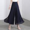 Women's Summer High-Waisted Wide-Leg Trousers In Flowing Chiffon with Cropped Length