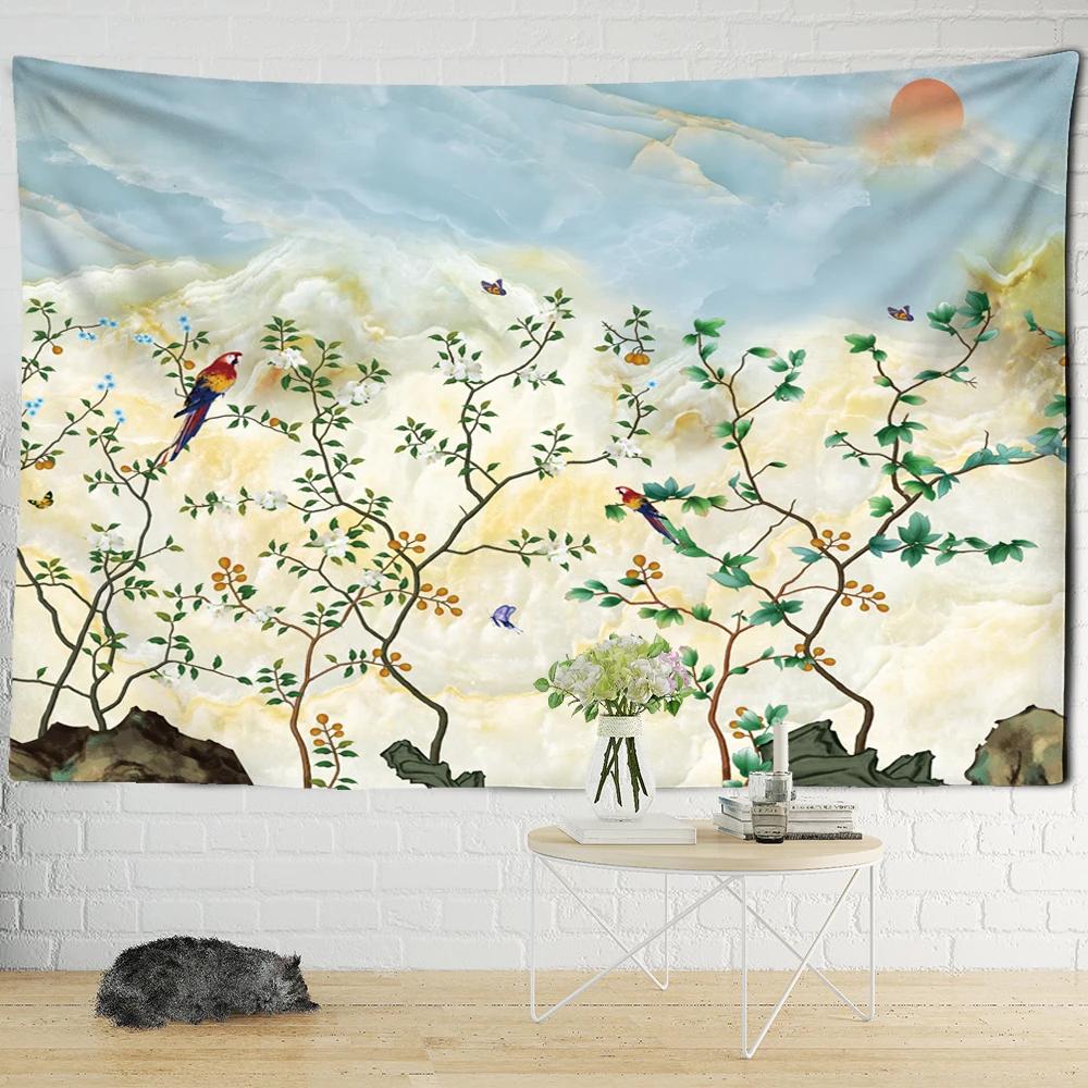 Creative Printing Tapestry Art Decor Colourful Flowers Leaves Wall Hanging Floral Tapestries For Dorm Living Room Bedroom Decor