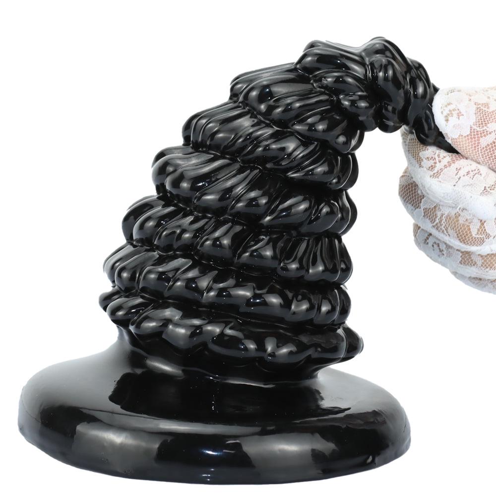 10cm Black Large Anal Plug with Suction Cup - Pointed Dilator Toy