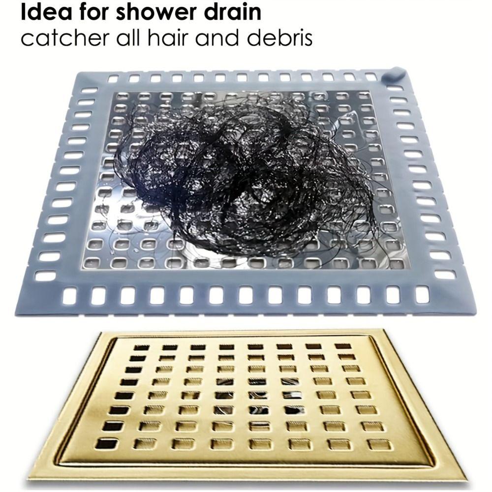 Square Shower Drain Strainers Stainless Steel Hair Catcher Filter Anti-blocking Strainer Bathroom