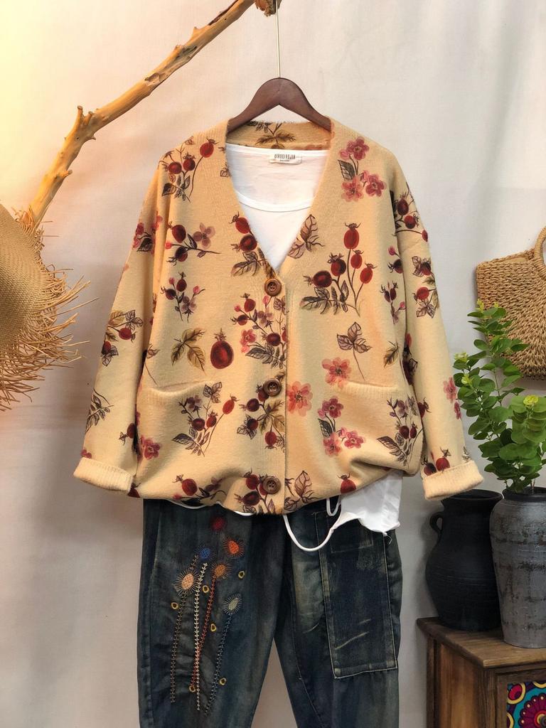 Factory new autumn and winter cute printed imitation mink velvet jacket women's Korean version loose lazy sweater