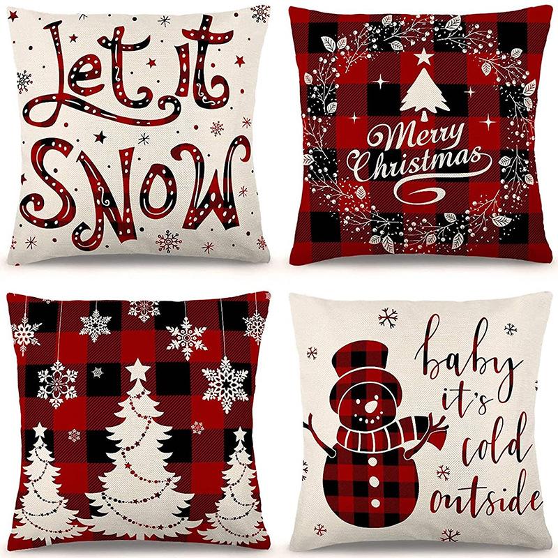 Neuer Weihnachts-Kissenbezug Elch Schneeflocken Festliche Dekoration Zuhause Sofa Wohnzimmer Kissen Kissen