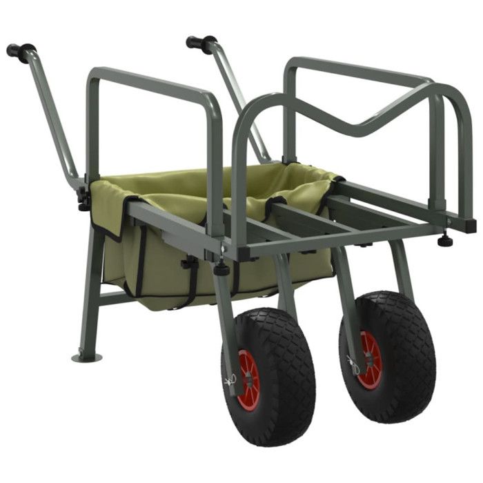 Green Fishing Trolley with 2 Powder-coated Steel Wheels