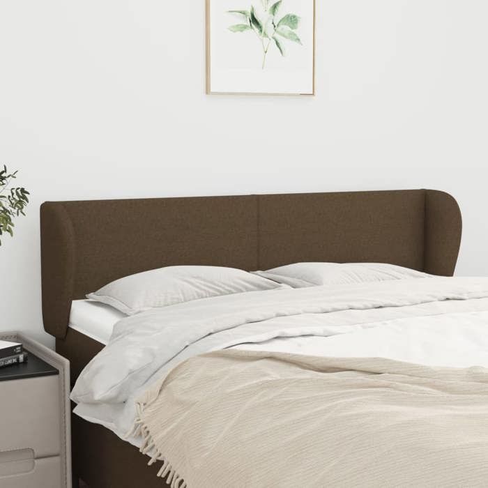 Tête de lit - Maison Exclusive - Avec oreilles - Tissu marron foncé - Hauteur réglable