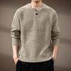 Men's High-End Retro Henley Knit Sweater - Autumn Trendy Loose Fit