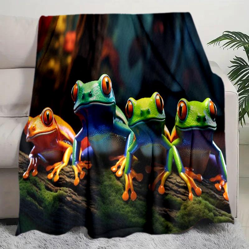 Frog Plush Blanket Suitable All Seasons Soft Comfortable Sofa Office Nap Travel Birthday Gift Christmas Present