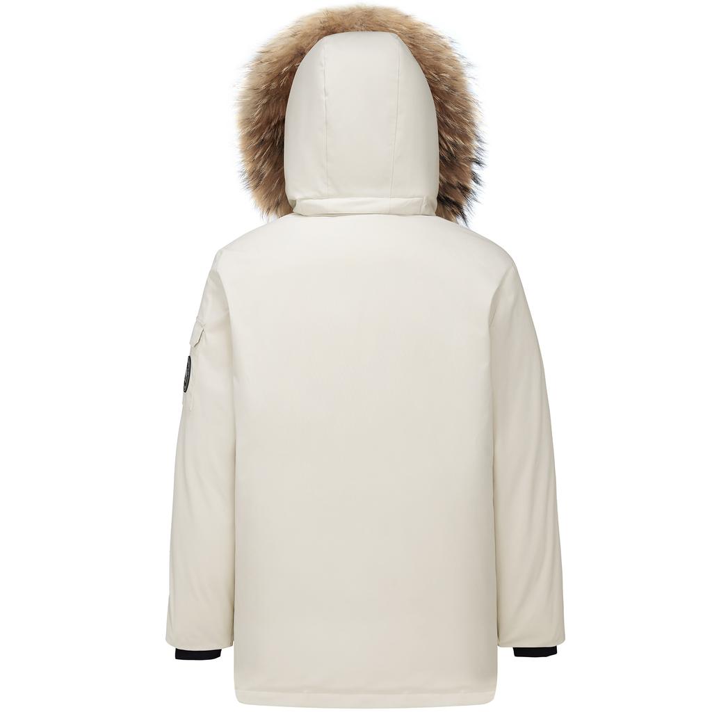 CAMEL Waterproof Windproof Hooded True Mink Fur Warm Workwear Down Jacket Unisex M34CS01643