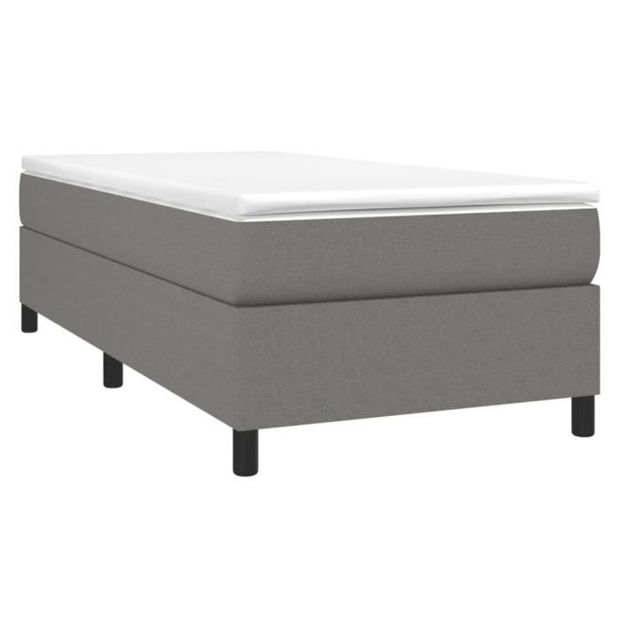 3144384 vidaXL Bed Base and Mattress Dark Grey 90x190 Cm Fabric