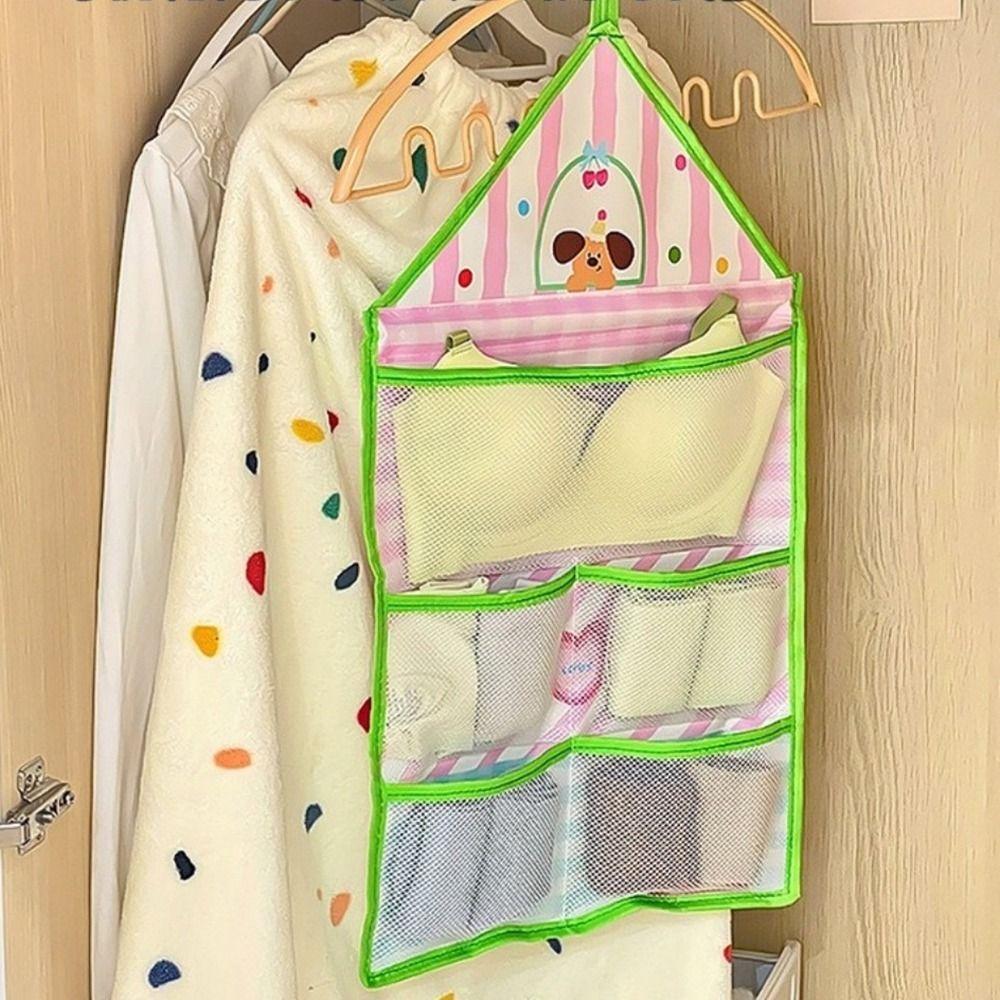Space Saving Underwear Storage Hanging Bag Wall Mounted Mesh Storage Bag  for Home