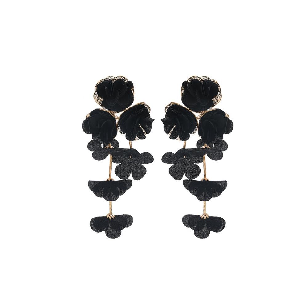 Chiffon Flowers Tassel Earrings Multicolor Women Earrings Sweet Long Drop Earring  Ear Jewelry