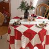 Vintage Nordic Check Tablecloth Red Green Plaid New Photo Backdrop Decor