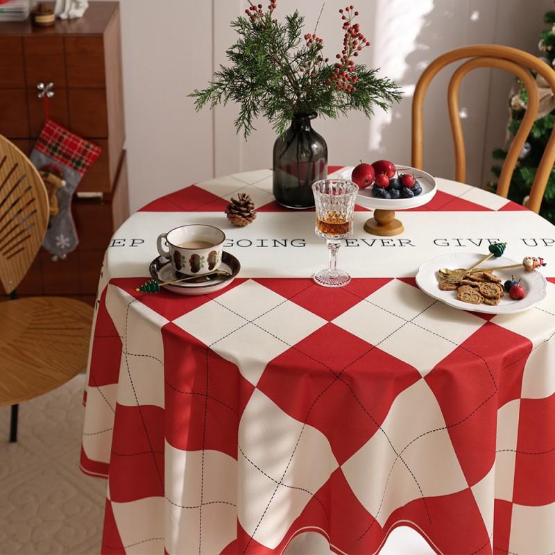 Vintage Nordic Check Tablecloth Red Green Plaid New Photo Backdrop Decor