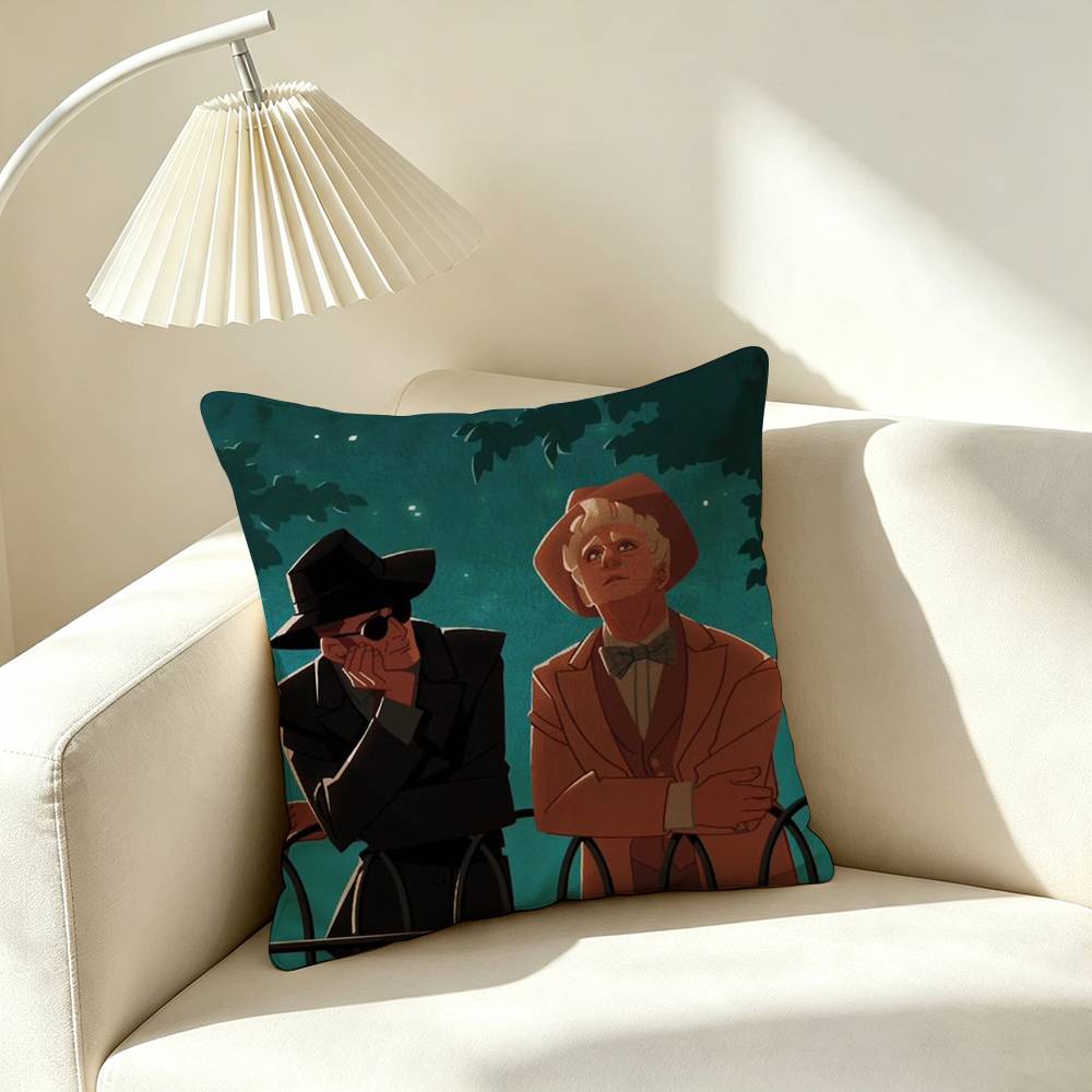 I-Ineffable Husbands Crowley Aziraphale Square Double-Sided printed Pillow Case Bedroom Bedside Pillow Sofa Cushion Cover