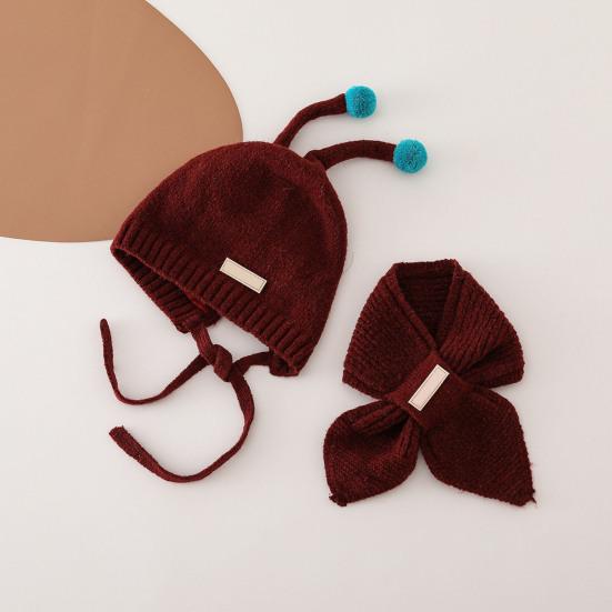 2Stk/Set Kinder Hut Schal Set Plüschkugeln Deko Schnürung Strickmütze Schal Set Elastische Kaltwetter Accessoires