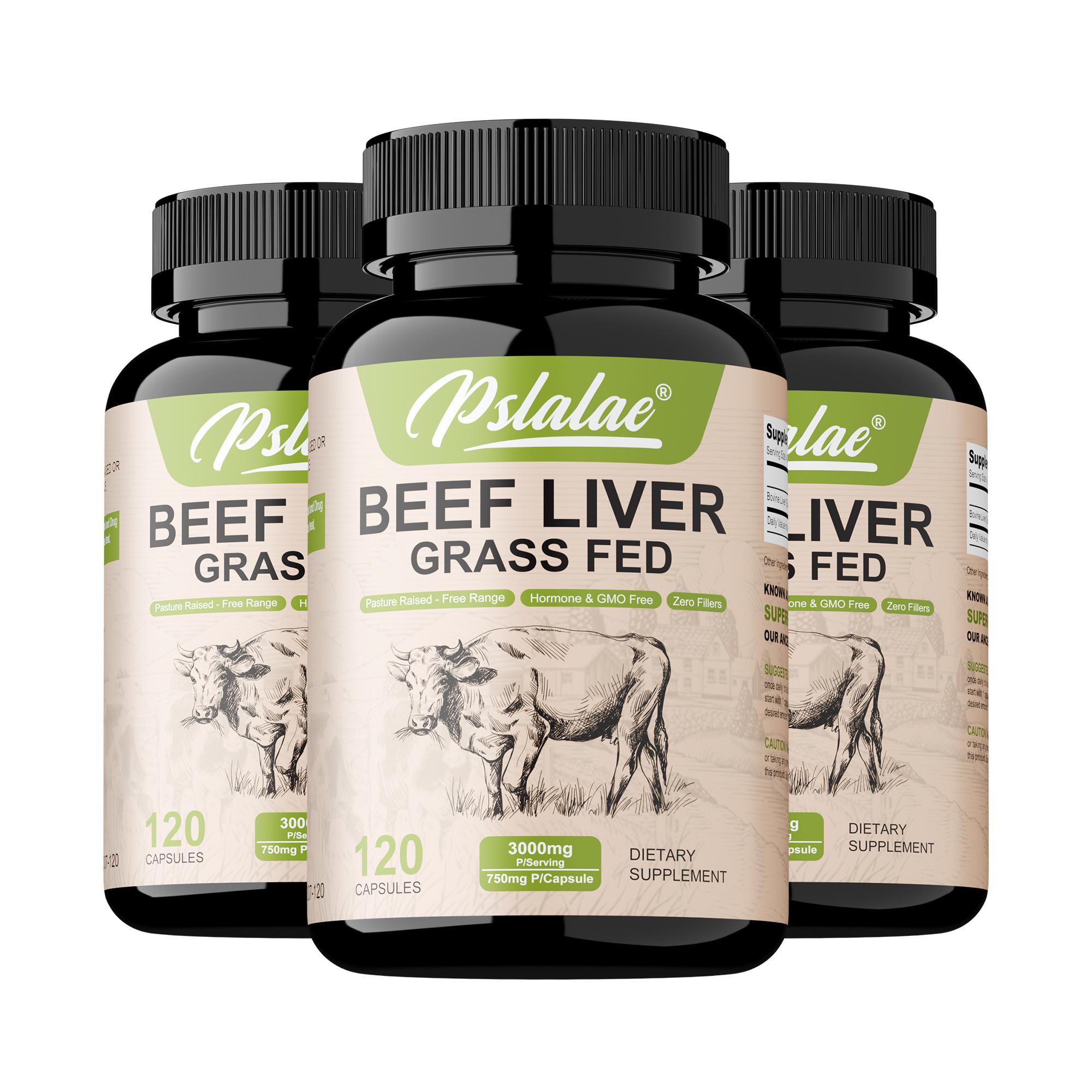Cápsulas de hígado de res de alto contenido, 3000 mg, protege la inmunidad, apoya la digestión, apto para adultos. 120*3