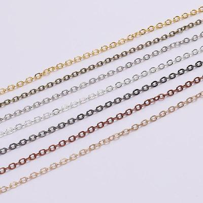 Spłaszczony Metalowy Łańcuszek O - Cienki Naszyjnik Krzyżyk do Samodzielnej Biżuterii (1,5/2,0/2,5/3,5 mm)