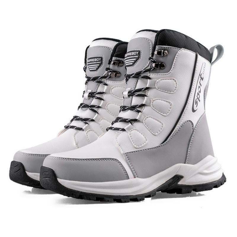Cozy Warm Fluffy Couple Cotton Boots Fashion Lace-up Design Thick Bottom Snow Boot Winter New Casual Large Size Botines De Mujer