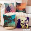 Tropical Scenery Cushion Cover Natural Linen Organic Fabric Double-Sided Printing Couch Pillow Covers Home Decor