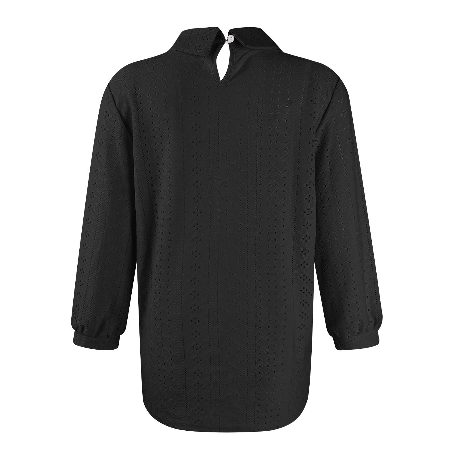 Рубашки на пуговицах для женщин с кружевным воротником и люверсами — фото 6