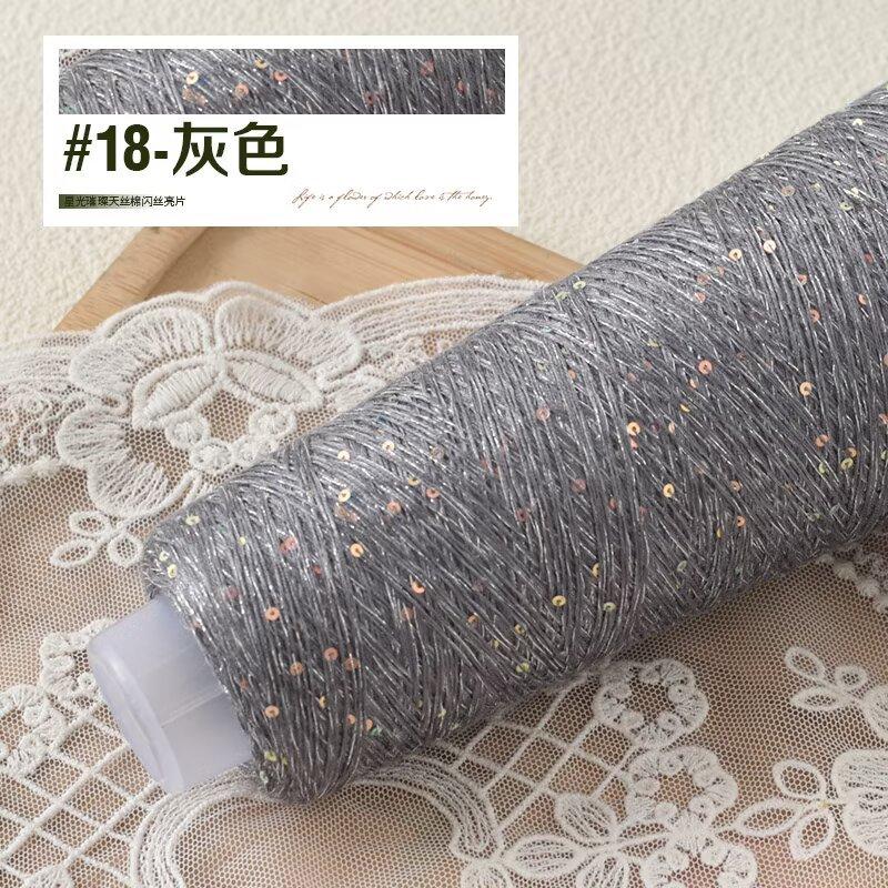 Tencel Cotone Seta Brillante Paillettes Filo di Perline Colorato 100G Filo per Lavorazione a Maglia Seta Lana Maglione Fai da Te Filo Estivo