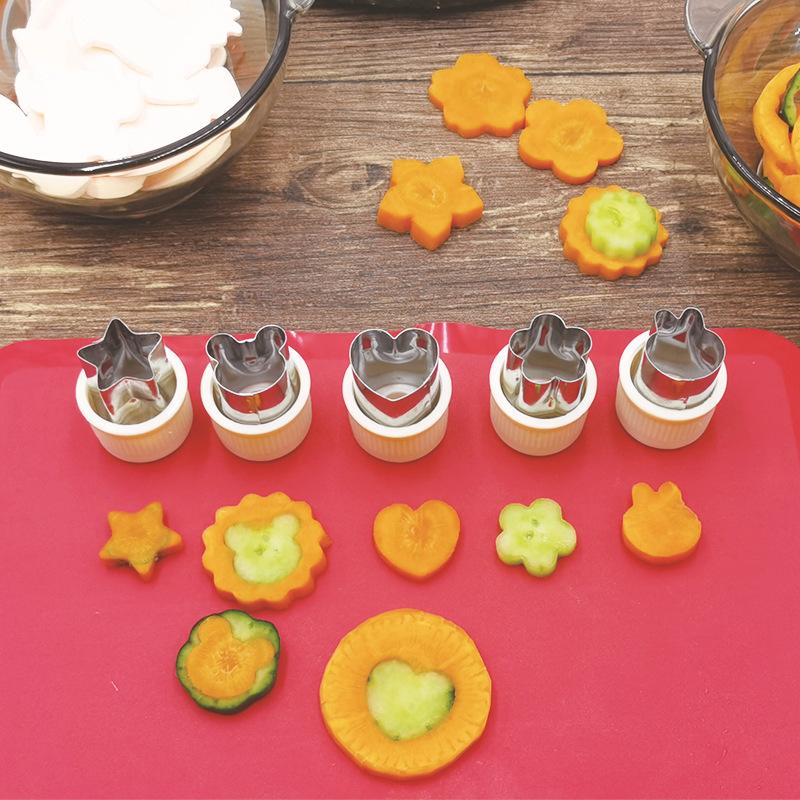 

4/5/10/12/14 Piece Stainless Steel Vegetable and Fruit Shaping Cutting Mold Fruit Salad Making Cutter Vegetable and Fruit Embossi 5pcs