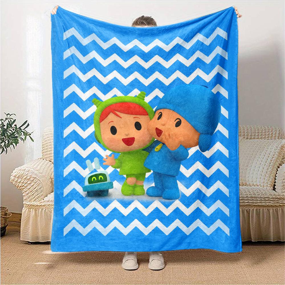 Pocoyo Theme Printed Blanket - Perfect for Couch, Bed, Travel & Outdoor Use | Machine Washable, Cozy & Durable.