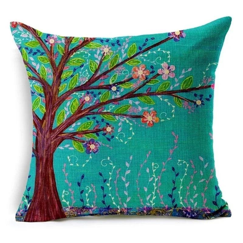 Tropical Green Plant Pillowcase Colorful Tree Pattern Creative Cushion Vitality Natural Style Sofa Decoration Pillow