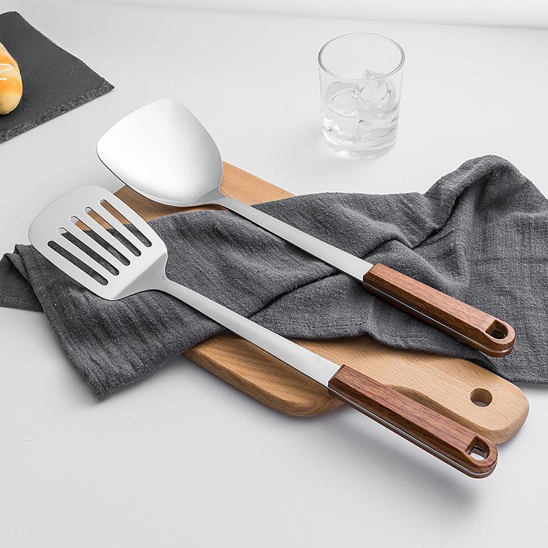 HANYANG Stainless Steel Stir-fry Spatula Large Soup Spoon Thickened Handle Spatula Cookware