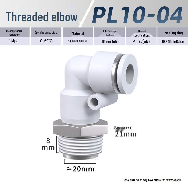 Zhuoji Pneumatic Quick Connect Elbow Fitting PL8-02/4-M5/6-01/10-03/1