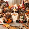 Wooden Figurines 2PCS Autumn Highland Cow Ornament, Thanksgiving Day Theme Decoration, with Fall Home Accessories Exquisite Details Figurine,