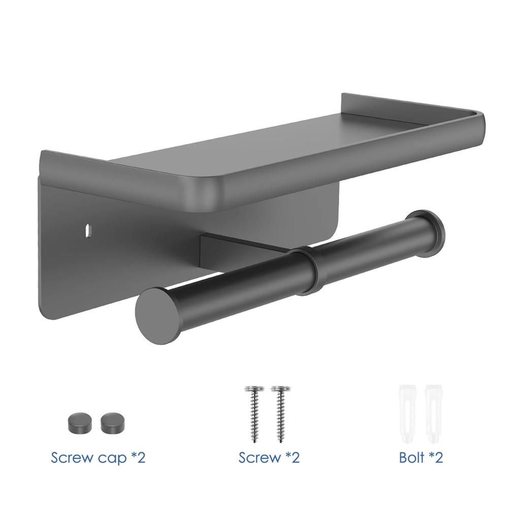 Suport dublu pentru hârtie igienică Montare pe perete în baie Dispenser pentru șervețele de hârtie Organizer raft pentru role de prosop de baie Aliaj de aluminiu