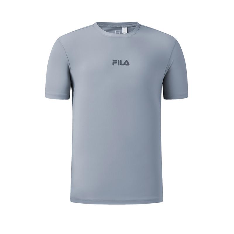 Fila Fitness Fashion Simple Sports Training Comfortable Knitted Short Sleeve T-Shirt Men Tops Iron-Blue A51M621102FDB