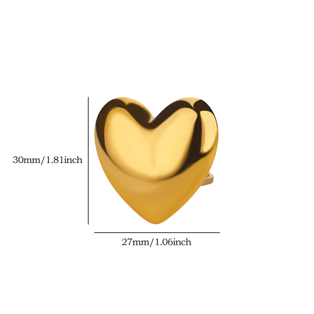 

Big Heart Rings for Women Classic Stainless Steel Gold Color Finger Ring Trend Band Couple Wedding Zircon Accessories anillos