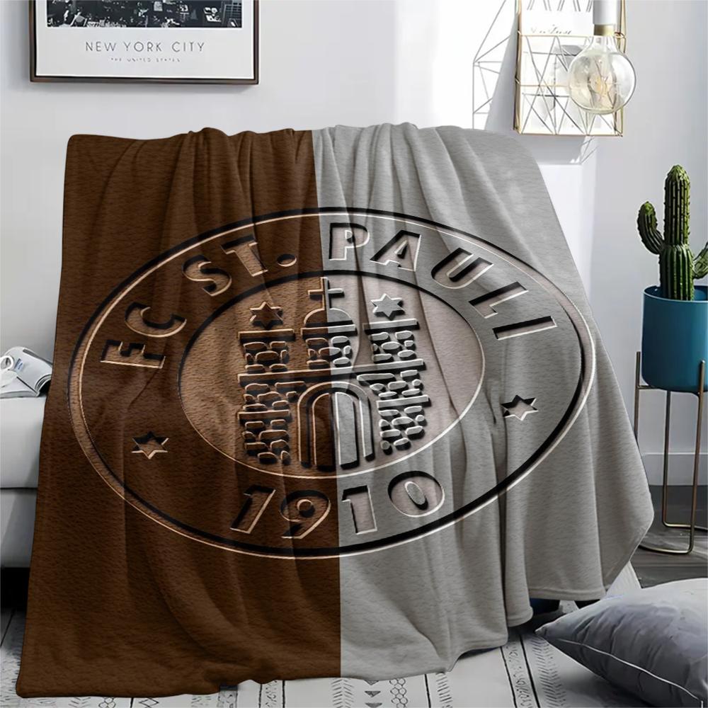 1Pc St. Pauli FC Print Flannel Blanket, High quality Comfortable for All Seasons, Home Decor, Warmth and Comfort, Perfect for Christmas GiftS