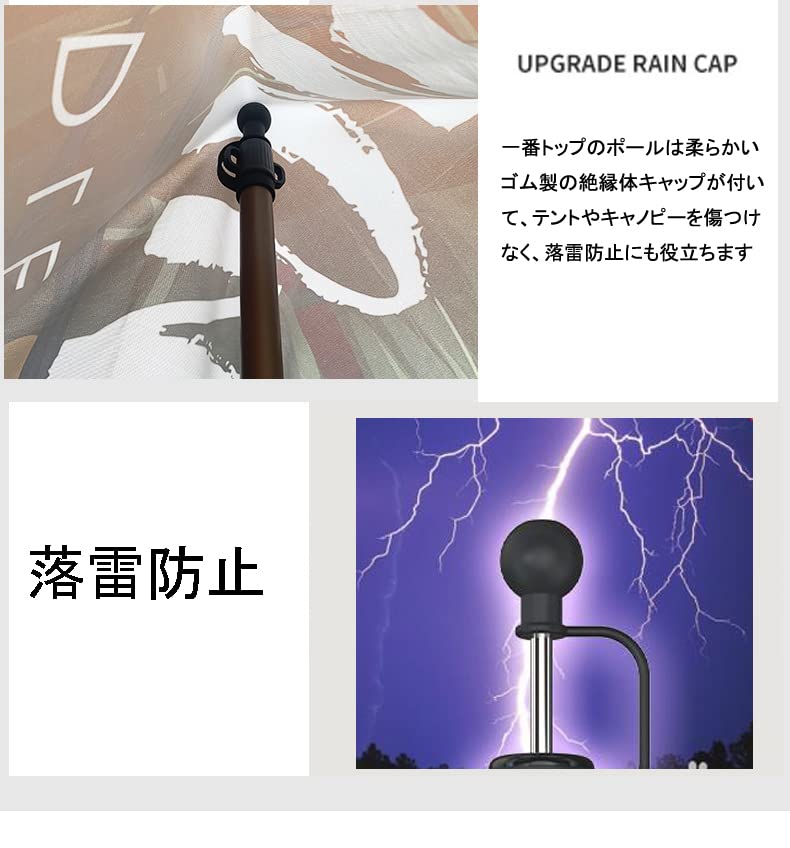 Tent Tarp Aluminum Set of Extendable Up To 4 Level Height New Telescopic Sliding Includes Lightning Protection Storage Bag Included Black Set of Pole,