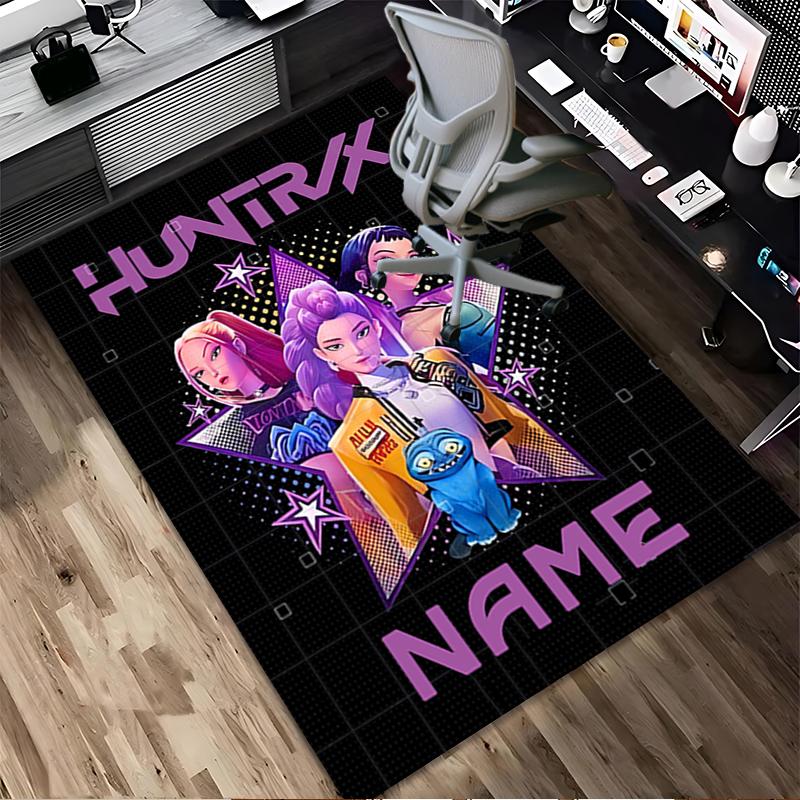 Personalized Name Huntrix Name Living Room Non-Slip Area Rug Soft Carpet for Bedroom Playroom Sofa Office Home Decor Doormat